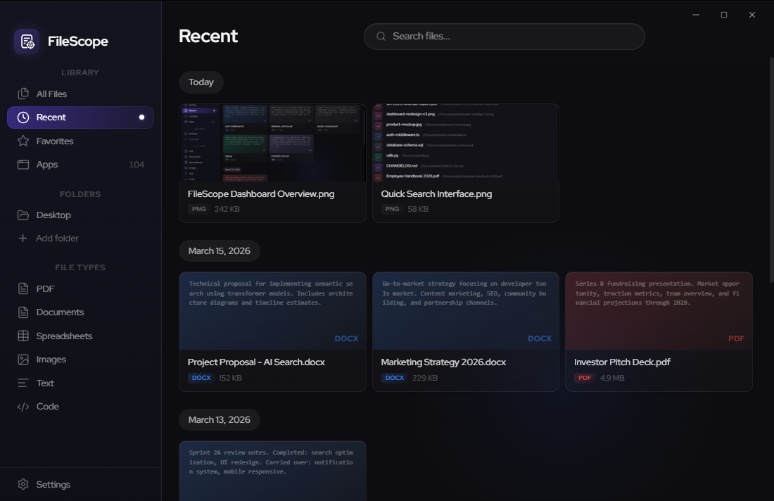FileScope — main app window