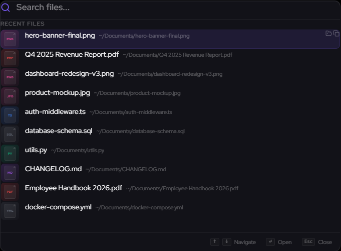 FileScope — Ctrl+Space popup search